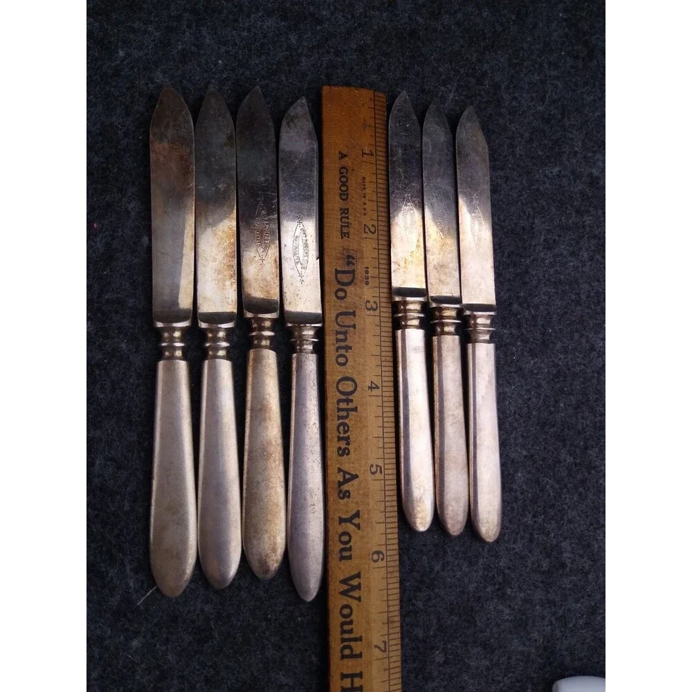 Lot of 7 Rogers Bros Warranted International Silver Plain Pointed Fruit Knife